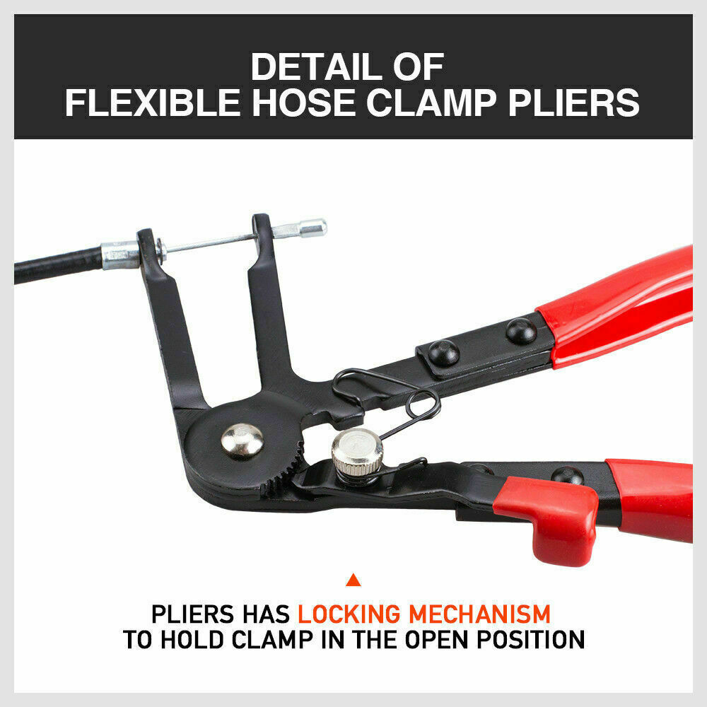 Long Hose Clamp Pliers 24 Flexible Extension Wire Oil Fuel Hose Clip Remove