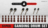 51Pc Sanding Bands Drum Sleeve Set 120 Grits Mandrel Dremel Rotary Kit 3mm Shank - Front View