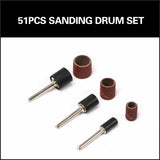 51Pc Sanding Bands Drum Sleeve Set 120 Grits Mandrel Dremel Rotary Kit 3mm Shank - Side View