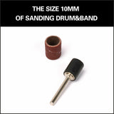 51Pc Sanding Bands Drum Sleeve Set 120 Grits Mandrel Dremel Rotary Kit 3mm Shank - 45-Degree Angle