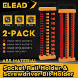 2-Pack Socket Rail & Bit Holder 1/4 3/8 1/2 Drive Portable ABS Socket Organizer - Front View