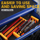2-Pack Socket Rail & Bit Holder 1/4 3/8 1/2 Drive Portable ABS Socket Organizer - Low Angle