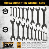 ELEAD 19Pcs 3mm Super Thin Wrench Set SAE Metric Chrome Vanadium Steel Tools - Front View