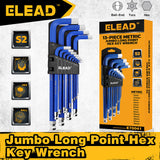 ELEAD 13Pc Extra Large Hex Key Set Long Allen Key Wrench Ball End Metric 2-19mm - Front View