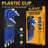 ELEAD 13Pc Extra Large Hex Key Set Long Allen Key Wrench Ball End Metric 2-19mm - Low Angle