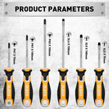 6-Piece Magnetic Screwdriver Set with Non-Slip Handles - Phillips & Slotted, Chromium Molybdenum Steel - Top-Down View