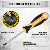 6-Piece Magnetic Screwdriver Set with Non-Slip Handles - Phillips & Slotted, Chromium Molybdenum Steel - 45-Degree Angle