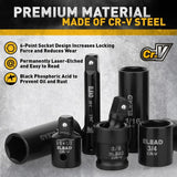ELEAD 50Pcs 3/8'' Drive Impact Socket Set Deep Socket Metric Ratchet Adapter - Top-Down View