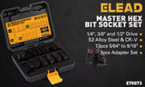 16Pc SAE Hex Bit Impact Socket Set 5/64