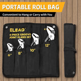 ELEAD 4Pcs Groove Joint Pliers Set Adjustable Water Pump Pliers with Tool Bag - Rear View