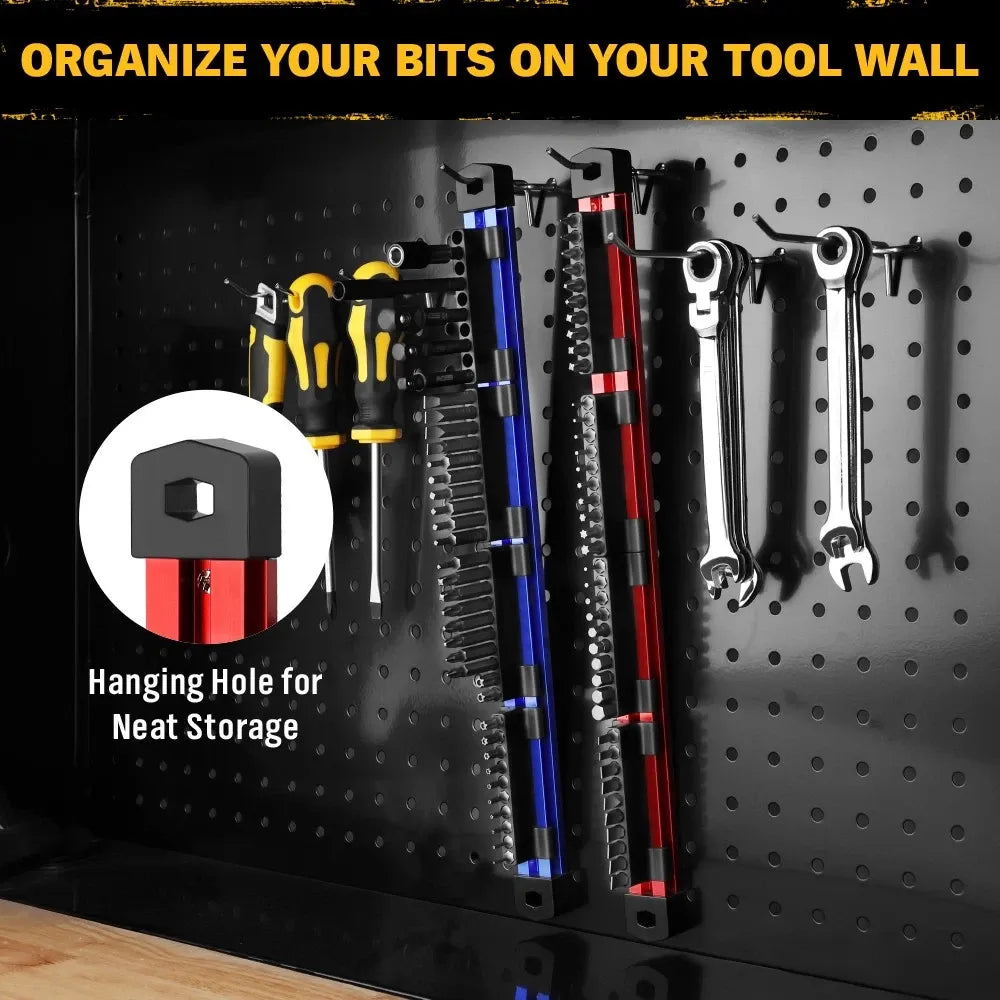 ELEAD 2Pcs Magnetic 1/4" Slidable Drill Bit Holder Screwdriver Organizer Garage