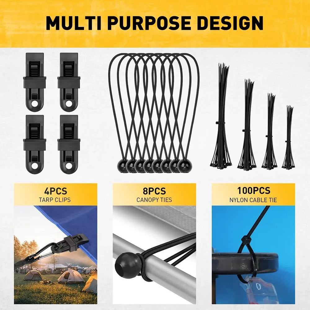 ELEAD 28PCS Bungee Cord Set Carabiner Hooks Assorted Sizes Heavy Duty Tie Down