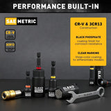 ELEAD 58Pc Magnetic Impact Nut Driver Set SAE Metric CR-V Socket Adapter w/case - Top-Down View