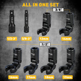 ELEAD 8PCS Flex Head Crowfoot Line Wrench Set Metric Flare Nut Wrench Set CR-V - Front View