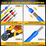 ELEAD 2180PCS Ferrule Crimping Tool Kit Wire Ferrules Ratchet Crimper AWG 23-7 - 45-Degree Angle