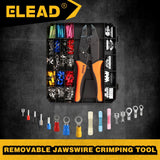 200-PIece Ratchet Wire Crimping Tool Kit Ferrule Terminal Crimper Pliers 5 Jaws