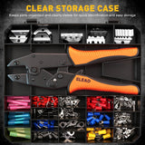 200-PIece Ratchet Wire Crimping Tool Kit Ferrule Terminal Crimper Pliers 5 Jaws - Front View