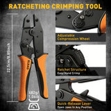 200-PIece Ratchet Wire Crimping Tool Kit Ferrule Terminal Crimper Pliers 5 Jaws - Side View