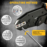 200-PIece Ratchet Wire Crimping Tool Kit Ferrule Terminal Crimper Pliers 5 Jaws - Rear View