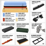Elead 10pcs Knife Sharpening Stone Kit 400/1000 3000/8000 Grit Whetstone Set - Front View