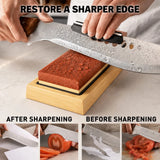 ELEAD 12pcs Knife Sharpening Kit 400/1000 3000/8000 Grit Whetstone Bamboo Base - Side View