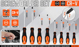 HORUSDY 8Pc Magnetic Screwdriver Set Non-slip Handle Phillips Slotted Tool New - Front View