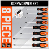 HORUSDY 8Pc Magnetic Screwdriver Set Non-slip Handle Phillips Slotted Tool New - Side View