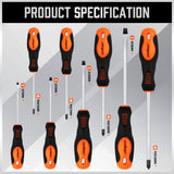 HORUSDY 8Pc Magnetic Screwdriver Set Non-slip Handle Phillips Slotted Tool New - Top-Down View