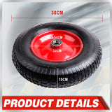 16 Wheelbarrow Trolley Wheel 4.80 4.00-8 Pneumatic Tyre 25.4mm Bore Tire Steel - Side View