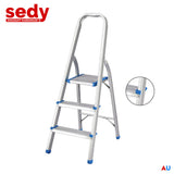 3-Step Ladder Multi Purpose Foldable Folding Aluminium Home Office Shop - Front View