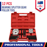 12 Piece Bearing Splitter Gear Puller Fly Wheel Separator Tool Kit Set With Box - Front View