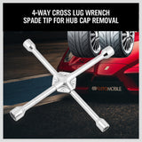 14 Wheel Brace Spanner 4-way Cross Wrench Car Tyre Nut 17 19 21 23mm Socket - Side View