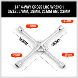 14 Wheel Brace Spanner 4-way Cross Wrench Car Tyre Nut 17 19 21 23mm Socket - Close-Up Angle