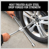 20” Wheel Brace Spanner 4-way Cross Wrench Car Tyre Nut 17 19 21 23mm Socket - Close-Up Angle