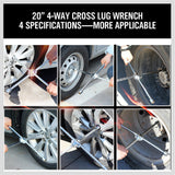 20” Wheel Brace Spanner 4-way Cross Wrench Car Tyre Nut 17 19 21 23mm Socket - Extra Image