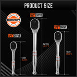 Mini Ratchet Spanner 1/2 3/8 1/4 Drive 90 Tooth Extension Bar Workshop With Bag - Top-Down View