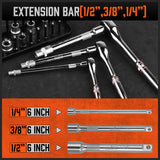 Mini Ratchet Spanner 1/2 3/8 1/4 Drive 90 Tooth Extension Bar Workshop With Bag - Close-Up Angle