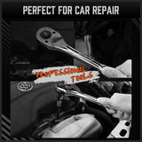 Mini Ratchet Spanner 1/2 3/8 1/4 Drive 90 Tooth Extension Bar Workshop With Bag - Low Angle