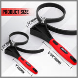 2x Rubber Strap Wrench Adjustable DIY Plumber Jars Hose Pipe Oil Filter Opener - Side View