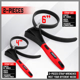 2x Rubber Strap Wrench Adjustable DIY Plumber Jars Hose Pipe Oil Filter Opener - 45-Degree Angle