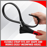 2x Rubber Strap Wrench Adjustable DIY Plumber Jars Hose Pipe Oil Filter Opener - Rear View