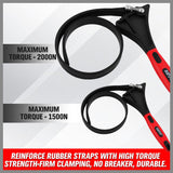 2x Rubber Strap Wrench Adjustable DIY Plumber Jars Hose Pipe Oil Filter Opener - Close-Up Angle