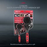 2x Rubber Strap Wrench Adjustable DIY Plumber Jars Hose Pipe Oil Filter Opener - Extra Image