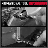 SEDY 4Pc Flare Nut Wrench Set Offset End Spanner Metric CR-V Steel Storage Pouch - Low Angle