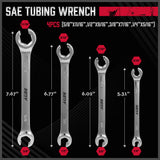 SEDY 4Pc Flare Nut Spanner Set SAE Brake Line Wrench Offset Head Organizer Pouch - Top-Down View