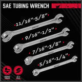 SEDY 4Pc Flare Nut Spanner Set SAE Brake Line Wrench Offset Head Organizer Pouch - 45-Degree Angle