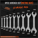 HORUSDY Super Thin 18Pc Wrench Set Open End Spanner 3mm CRV Metric & SAE w Pouch - Side View
