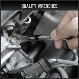 HORUSDY Super Thin 18Pc Wrench Set Open End Spanner 3mm CRV Metric & SAE w Pouch - Low Angle