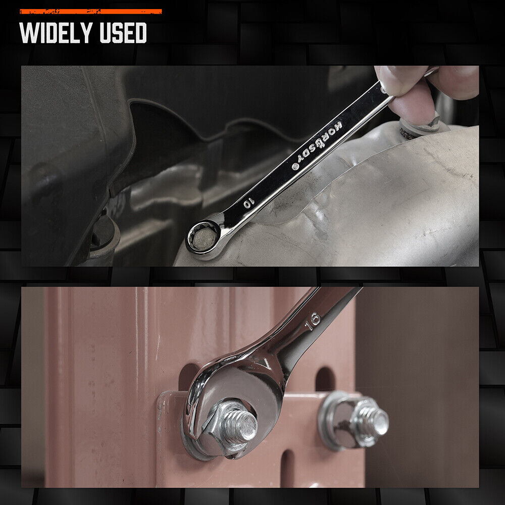 12-Piece Metric Chrome-Vanadium Combination Wrench Set with Clip Storage