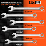 6Pc Extra Big Imperial Combination Spanner Ring Open Ended Combo Wrench Work - Side View